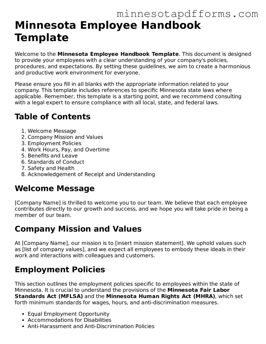  Employee Handbook Template for Minnesota