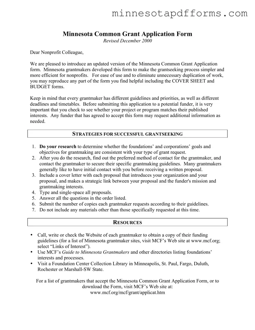 Free Minnesota Grant Application Template