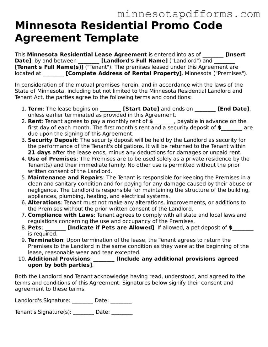  Residential Lease Agreement Template for Minnesota