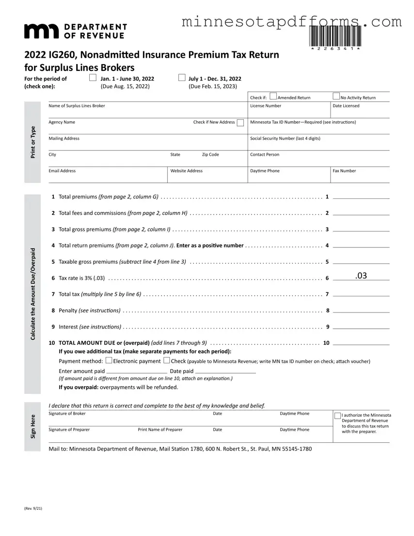 Free Minnesota Ig260 Template