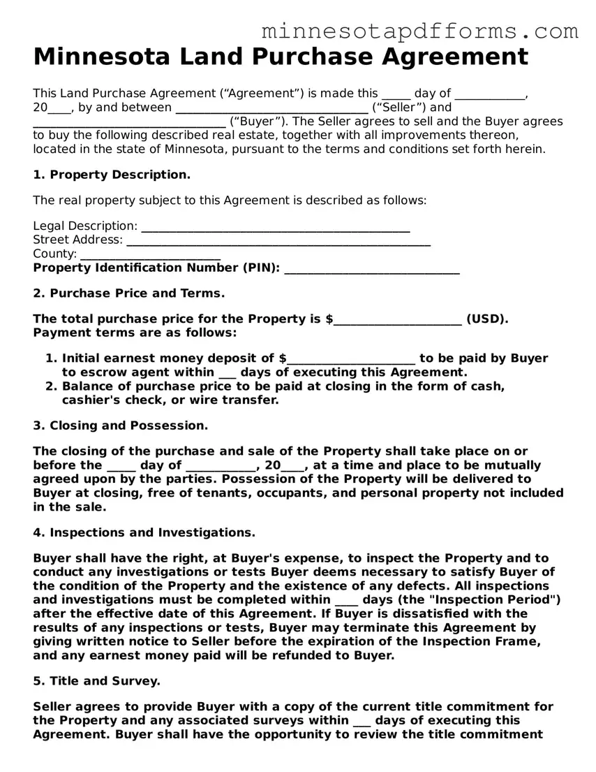  Land Purchase Agreement Template for Minnesota