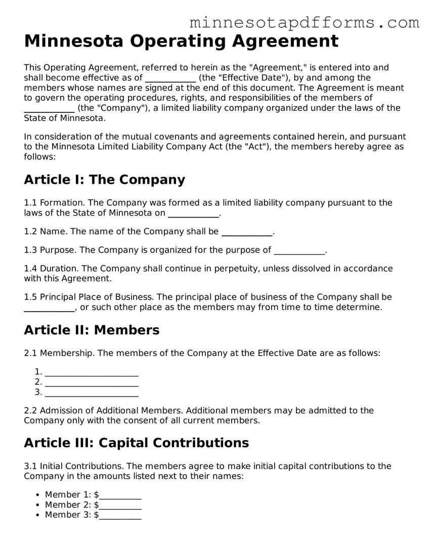  Operating Agreement Template for Minnesota