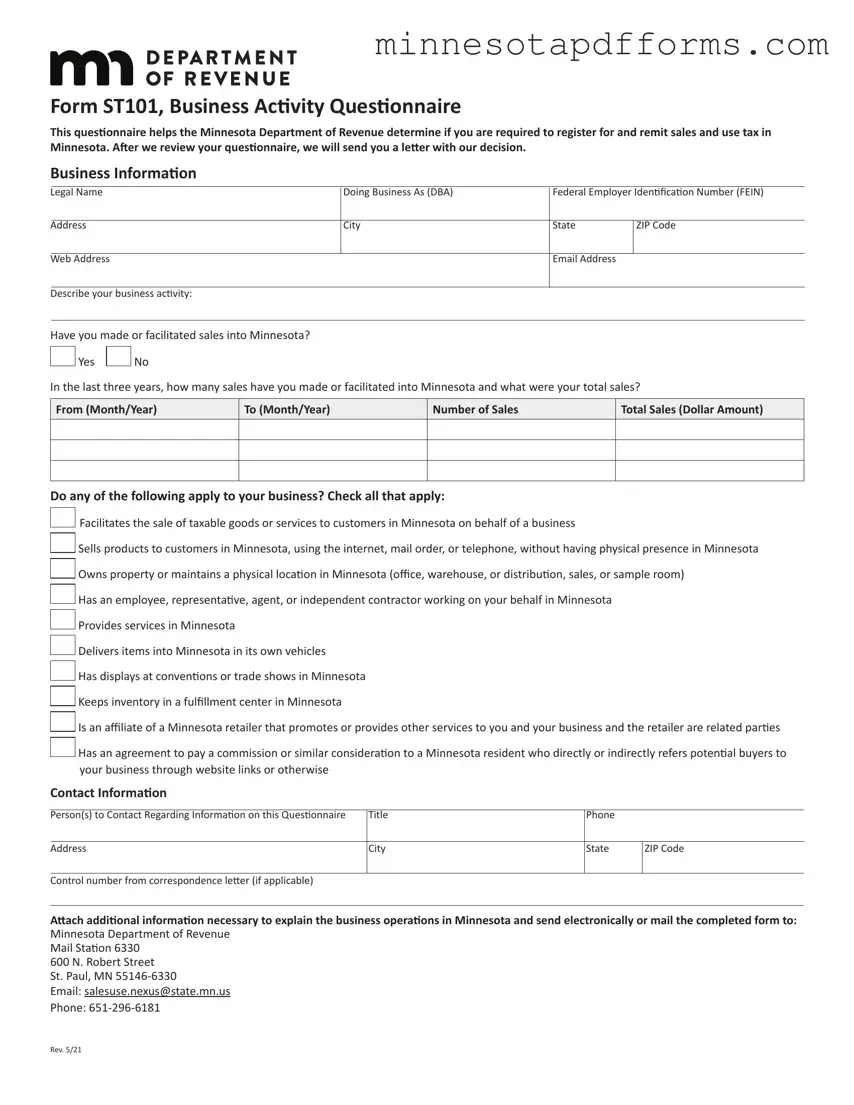 Free Minnesota St101 Template