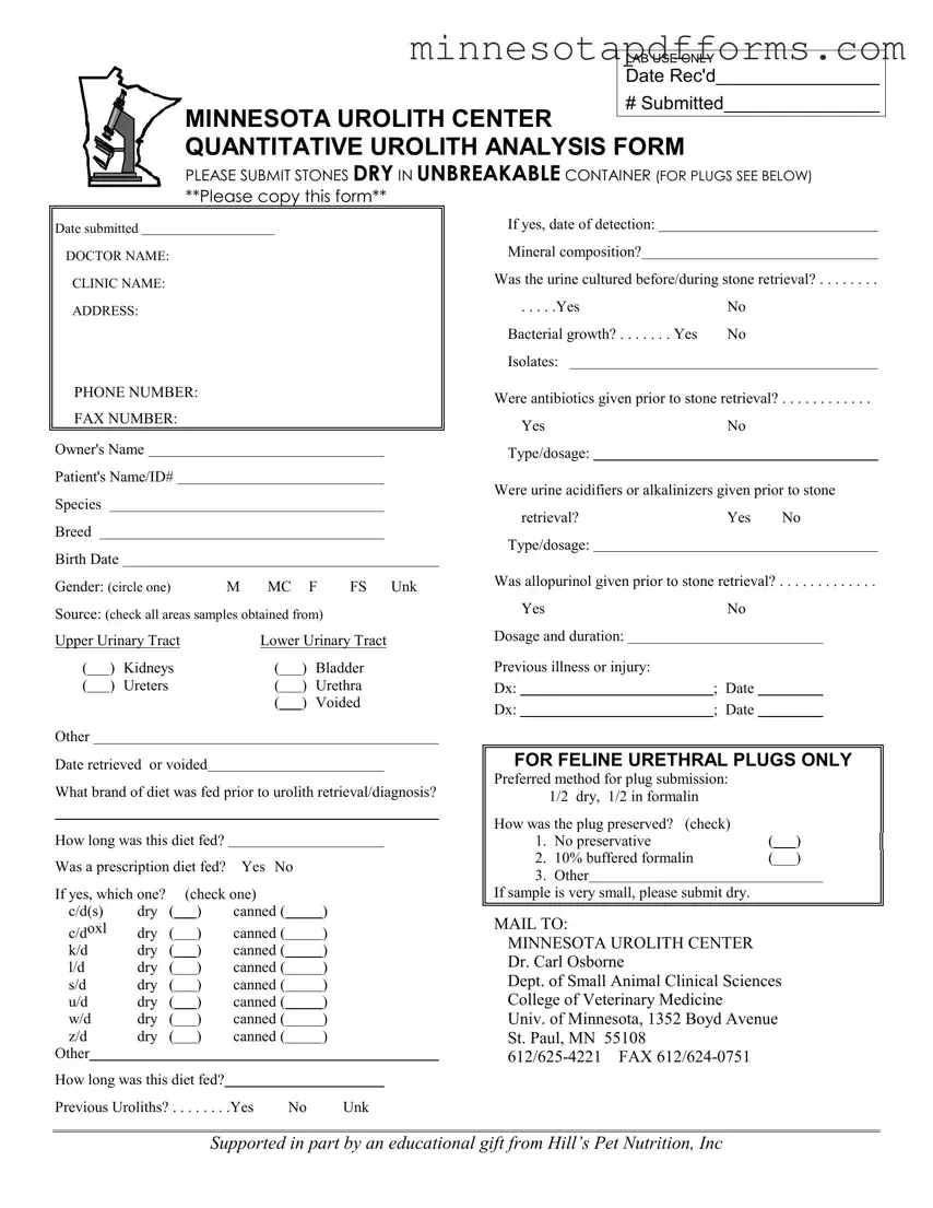 Free Minnesota Urolith Center Template
