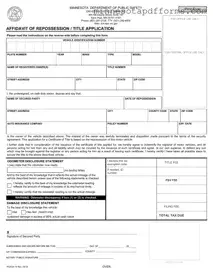 Free Affidavit Of Repossession Minnesota Template