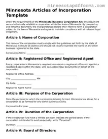  Articles of Incorporation Template for Minnesota