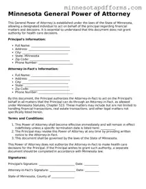  General Power of Attorney Template for Minnesota
