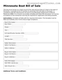  Boat Bill of Sale Template for Minnesota