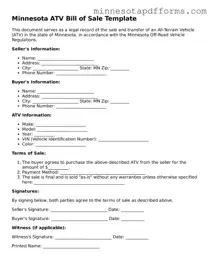  ATV Bill of Sale Template for Minnesota