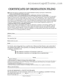 Free Minnesota Certificate Ordination Template