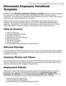  Employee Handbook Template for Minnesota