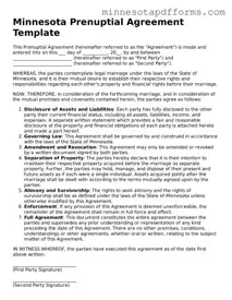  Prenuptial Agreement Template for Minnesota