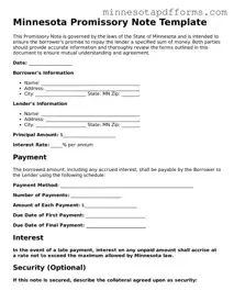  Promissory Note Template for Minnesota