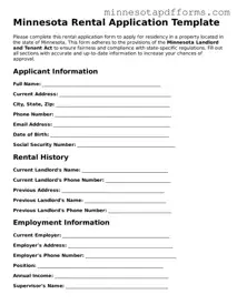  Rental Application Template for Minnesota